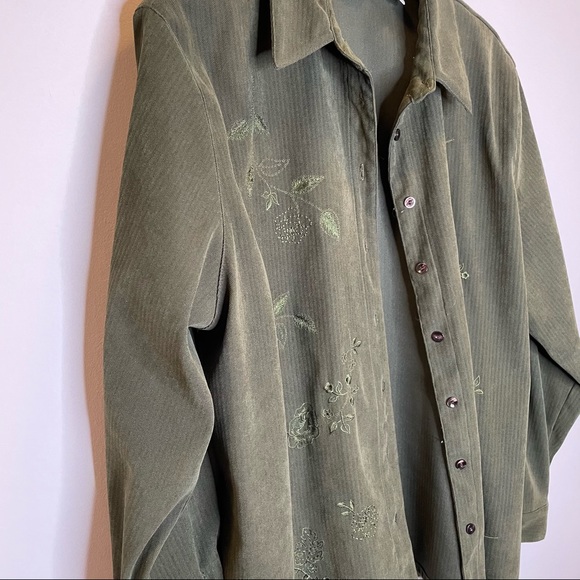 KORET Vintage Army Green Button Down Blouse Extra Large - Picture 2 of 6